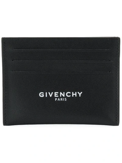 Givenchy Logo印花小牛皮卡夹 In Black