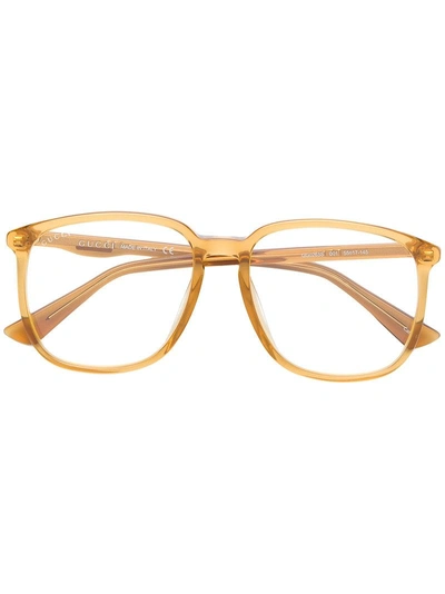 Gucci Eyewear Square Frame Glasses - 黄色 In Yellow & Orange