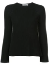 VINCE VINCE RIBBED KNIT CUTOUT SWEATER - 黑色