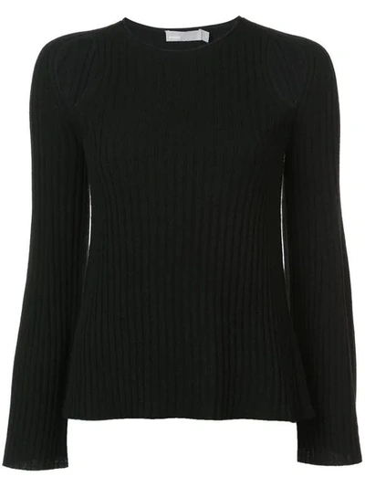 Vince Ribbed Knit Cutout Jumper In Black