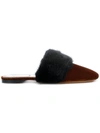 GIVENCHY GIVENCHY FUR TRIM MULES - BROWN