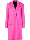 Helmut Lang Double Wool Long Coat With One Button Closure In Pink