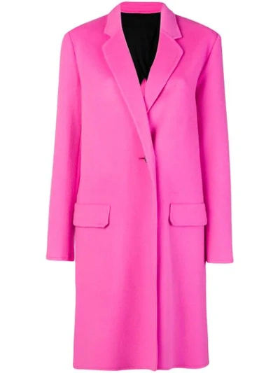 Helmut Lang Double Wool Long Coat With One Button Closure In Pink