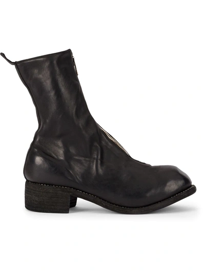 Guidi Front Zip Ankle Boots In Black