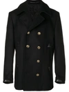 Givenchy Leather-cuff Wool-blend Peacoat In Black