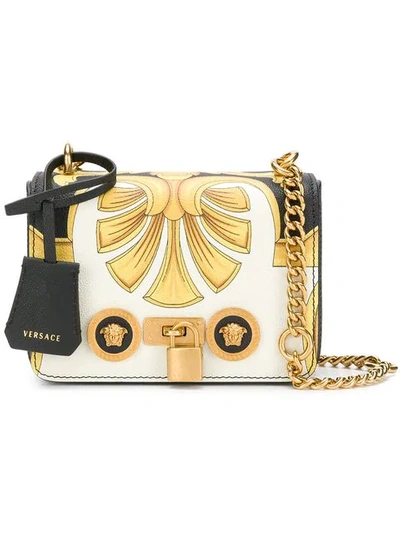Versace Small Icon Leather Shoulder Bag In White