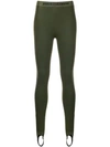 Rabanne Logo Waistband Stirrup Leggings In Green