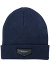 GIVENCHY GIVENCHY LOGO PLAQUE BEANIE HAT - BLUE