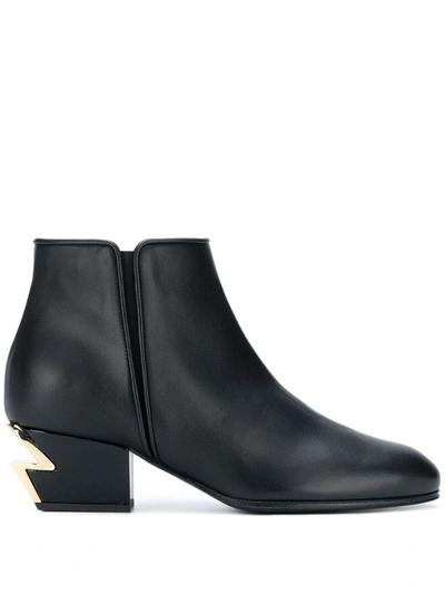 Giuseppe Zanotti G Heel Black Calfskin Leather Mini Boot
