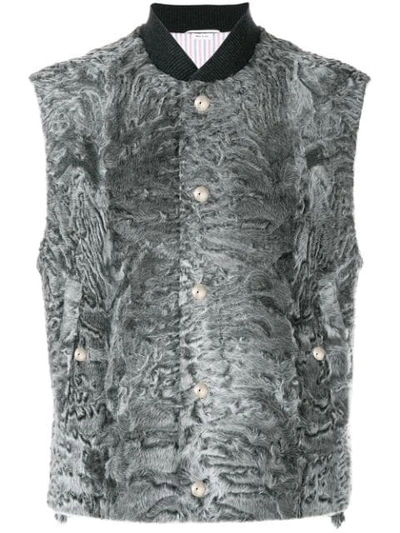 Thom Browne Dyed Karakul Fur Waistcoat In Grey