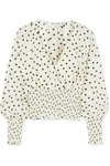 DIANE VON FURSTENBERG SHIRRED POLKA-DOT SILK TOP