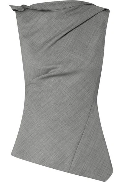 Narciso Rodriguez Gathered Asymmetric Wool Top In Grey