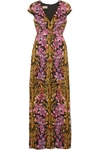 TEMPERLEY LONDON BOW-EMBELLISHED PRINTED HAMMERED-SILK GOWN
