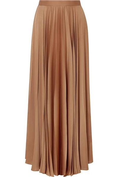 The Row Vailen Pleated Crepe De Chine Maxi Skirt In Gold