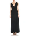 HALSTON HERITAGE DRAPE-DETAIL V-NECK GOWN,SGE162034C