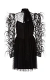 ADAM LIPPES MOCKNECK MINI FEATHER DRESS,R19707PO