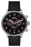 SHINOLA THE CANFIELD CHRONO LEATHER STRAP WATCH, 43MM,S0120119128