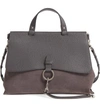 REBECCA MINKOFF MEDIUM KEITH SUEDE & LEATHER SATCHEL - GREY,HU18ERCS76