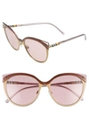 BURBERRY HERITAGE 55MM CAT EYE SUNGLASSES - BEIGE SOLID,BE309655-X