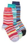 PAUL SMITH GIZZY 3-PACK ASSORTED MULTI STRIPE CREW SOCKS,W1A-SOCK-AK514