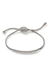 John Hardy Sterling Silver Classic Chain Pave Diamond Pull-through Mini Chain Bracelet In White/silver