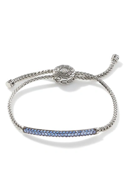 John Hardy Sterling Silver Classic Chain Blue Sapphire Pull-through Mini Chain Bracelet In Silver/ Blue Sapphire