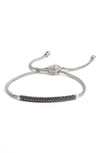 John Hardy Sterling Silver Classic Chain Black Sapphire & Black Spinel Pull Chain Bracelet In Silver/ Black Sapphire