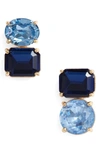 Kate Spade Double Drop Asymmetrical Stud Earrings In Navy Multi