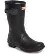 Hunter Original Short Waterproof Rain Boot In Black/ Dark Slate