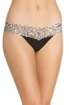 HANKY PANKY MID RISE MODAL THONG WITH LACE TRIM,6334N