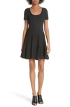 REBECCA TAYLOR TEXTURED STRETCH COTTON FIT & FLARE DRESS,318296D841