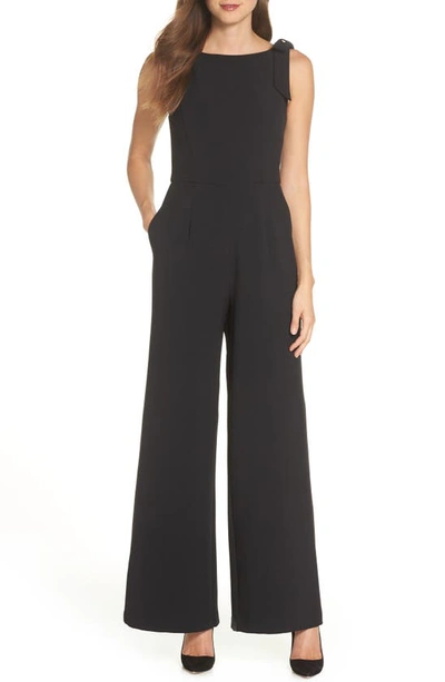 Julia Jordan Shoulder Bow Jumpsuit In Black