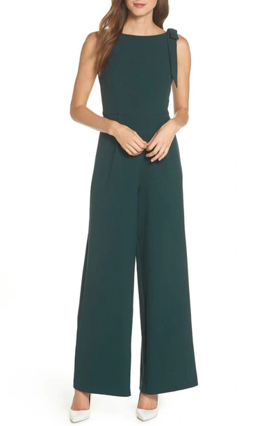 Julia Jordan Shoulder Bow Jumpsuit In Pine
