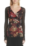 FUZZI FLORAL PRINT TULLE TOP,F81980-10056