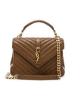 Saint Laurent Collège Monogram Shoulder Bag In Brown