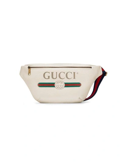 Gucci Logo印花牛皮腰包 In Neutrals ,multicolour