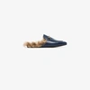 Gucci Blue Princetown Shearling Lined Leather Backless Loafers In Blue