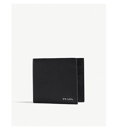Prada Saffiano Leather Billfold Wallet In Black