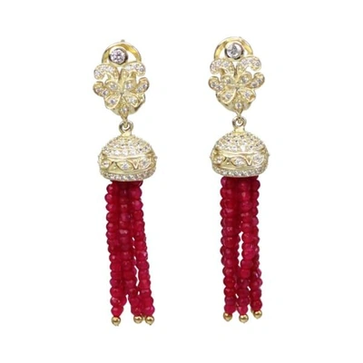 Bellus Domina Sterling Silver Garnet Tassel Earrings