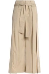 TOME WOMAN PLEATED COTTON-TWILL WIDE-LEG PANTS BEIGE,GB 5016545970074288