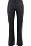 VINCE WOMAN CROPPED LEATHER BOOTCUT PANTS BLACK,GB 14693524283546673