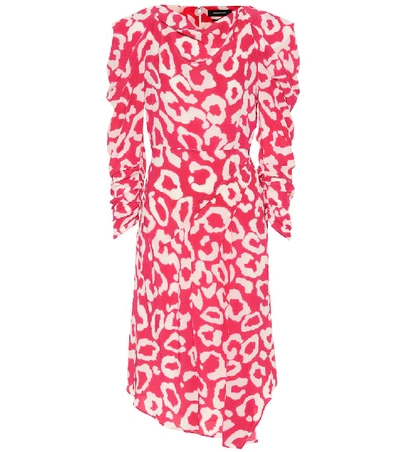 Isabel Marant Carley Pleated Printed Silk-blend Crepe De Chine Midi Dress In Pink