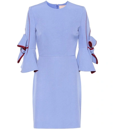 Roksanda Harlin Bow-sleeve Bonded Crepe Mini Dress In Lavender