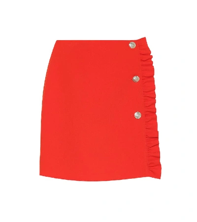 Msgm Short Skirt With Ruffles In Red