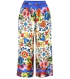 DOLCE & GABBANA PRINTED SILK CROPPED trousers,P00325989