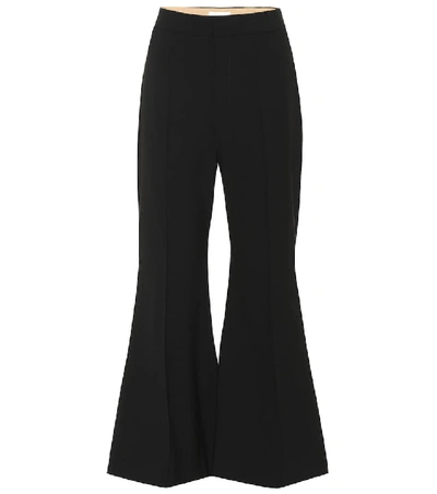 Chloé Cropped Wool-blend Flared Pants In Black