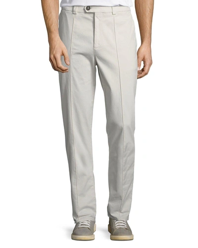 Brunello Cucinelli Men's Leisure Fit Pleated-front Pants In Off White