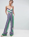 TED BAKER STRAPPY WRAP FRONT JUMPSUIT IN BAY OF HONOR STRIPE-MULTI,145092