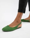 VAGABOND AYDEN SUEDE POINTED SLINGBACK SHOES - GREEN,4505-540-55 GREEN