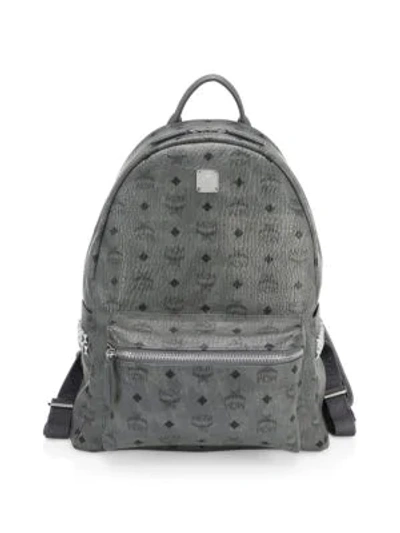 Mcm Stark Medium Stud Faux Leather Backpack - Grey In Phantom Grey